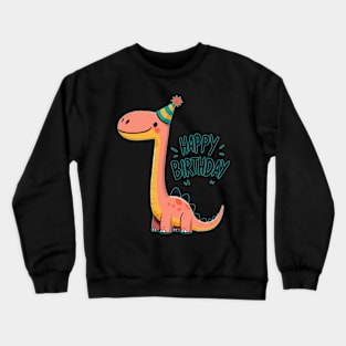 Kawaii Happy Birthday Dinosaur Brontosaurus Party Crewneck Sweatshirt